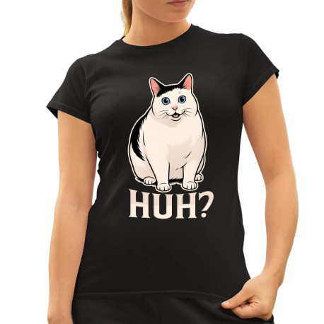 Huh? - bílá kočka  - dámské tričko s potiskem