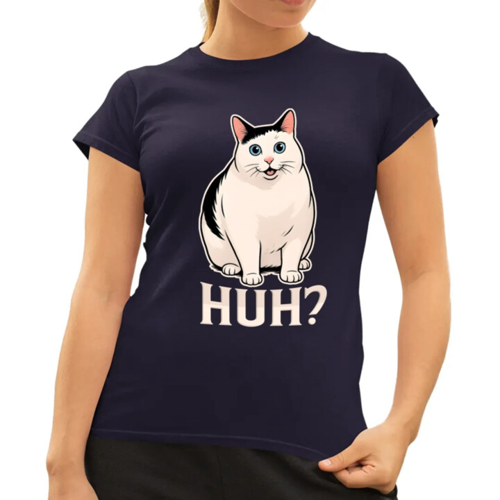 Huh? - bílá kočka  - dámské tričko s potiskem