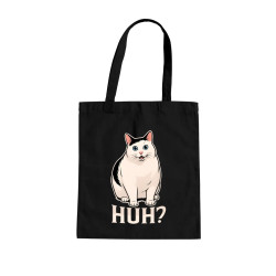 Huh? - bílá kočka - taška s potiskem