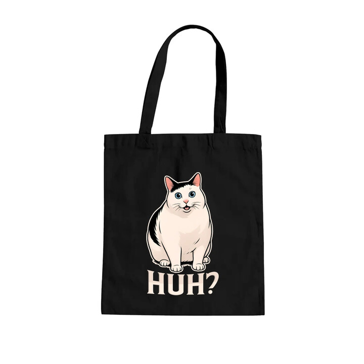 Huh? - bílá kočka - taška s potiskem