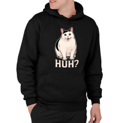 Huh? - bílá kočka - pánská mikina s potiskem