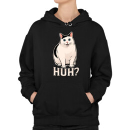 Huh? - bílá kočka - dámská mikina s potiskem