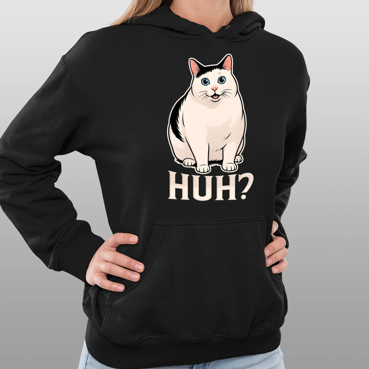 Huh? - bílá kočka - dámská mikina s potiskem
