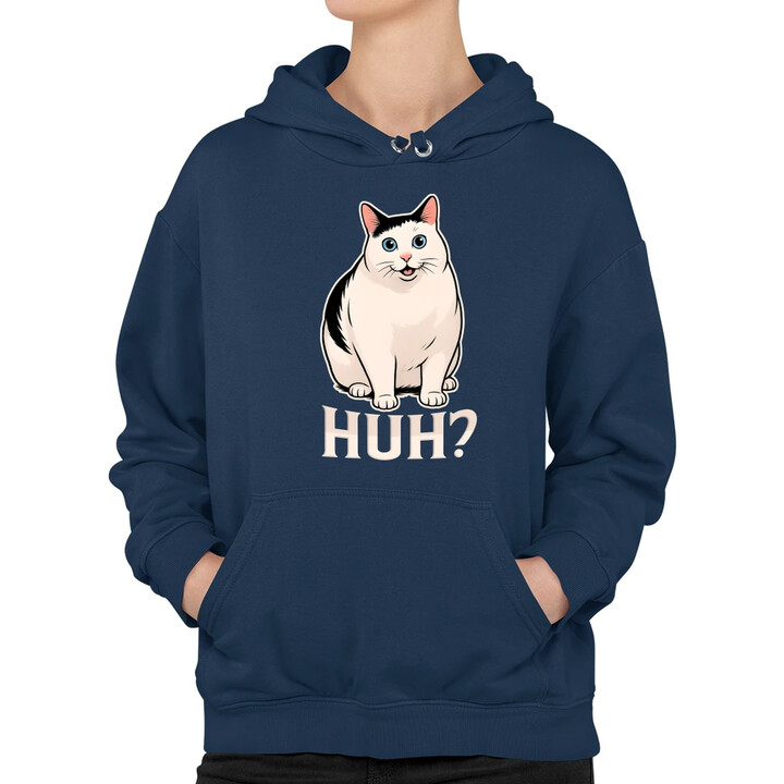 Huh? - bílá kočka - dámská mikina s potiskem
