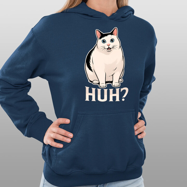 Huh? - bílá kočka - dámská mikina s potiskem