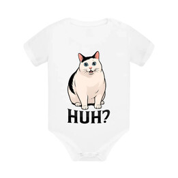 Huh? - bílá kočka - dětské body s potiskem