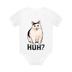 Huh? - bílá kočka - dětské body s potiskem