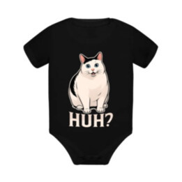 Huh? - bílá kočka - dětské body s potiskem