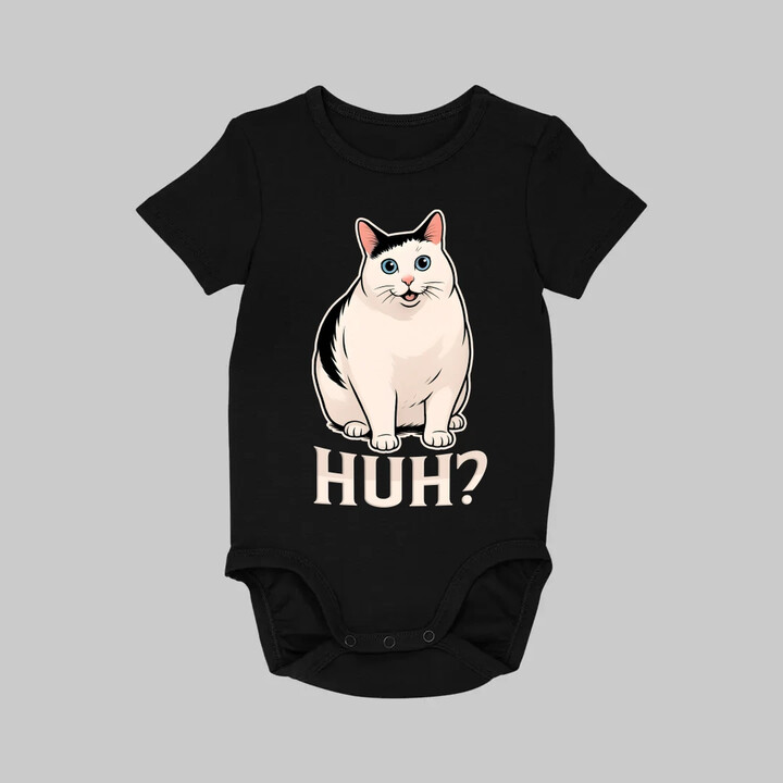 Huh? - bílá kočka - dětské body s potiskem