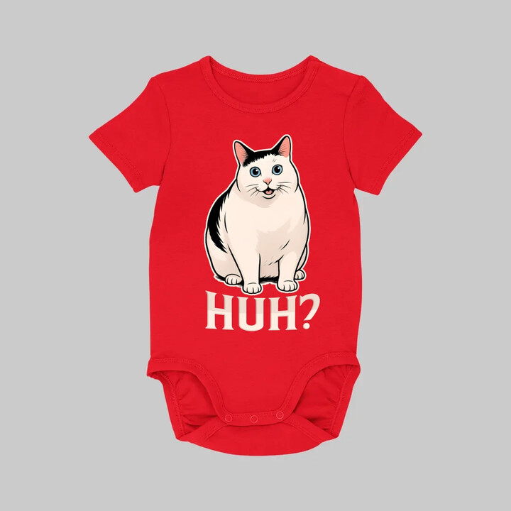 Huh? - bílá kočka - dětské body s potiskem