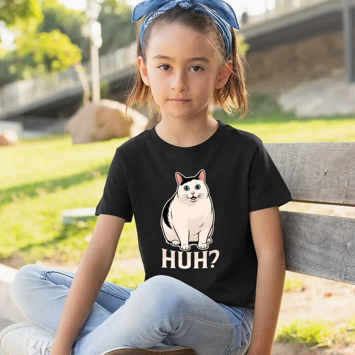 Huh? - bílá kočka - dětské tričko s potiskem