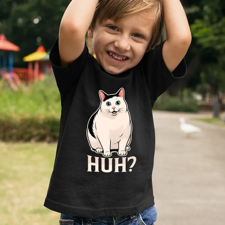 Huh? - bílá kočka - dětské tričko s potiskem