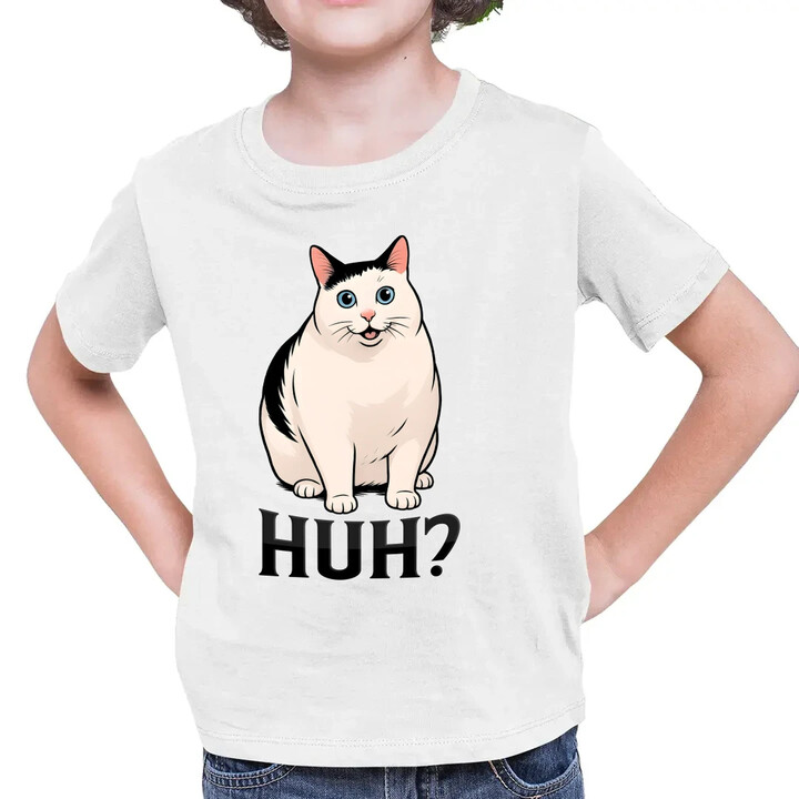 Huh? - bílá kočka - dětské tričko s potiskem