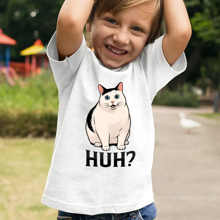 Huh? - bílá kočka - dětské tričko s potiskem