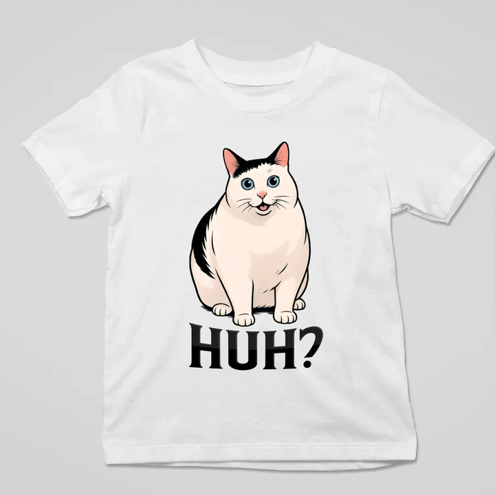 Huh? - bílá kočka - dětské tričko s potiskem