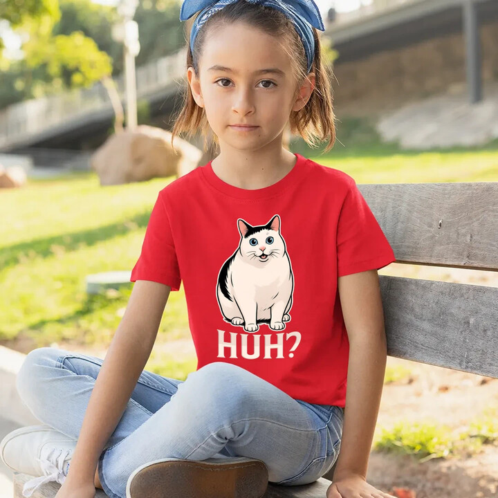 Huh? - bílá kočka - dětské tričko s potiskem