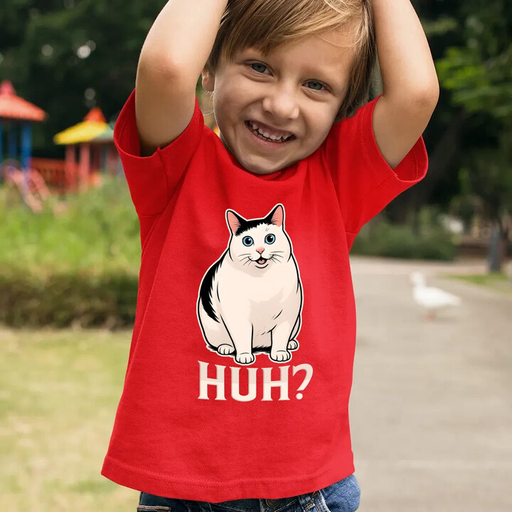 Huh? - bílá kočka - dětské tričko s potiskem