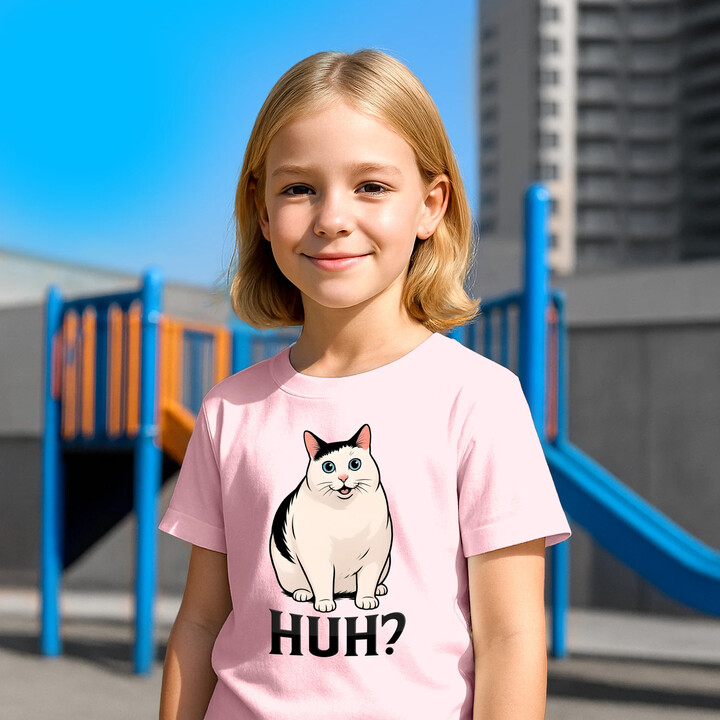 Huh? - bílá kočka - dětské tričko s potiskem