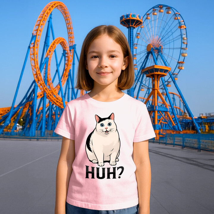 Huh? - bílá kočka - dětské tričko s potiskem