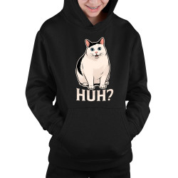 Huh? - bílá kočka - dětská mikina s kapucí