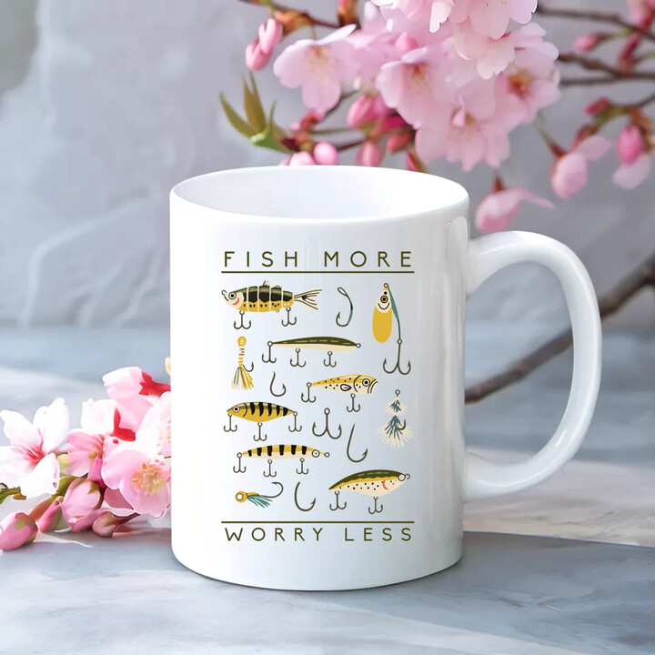 Fish more, worry less - hrnek s potiskem