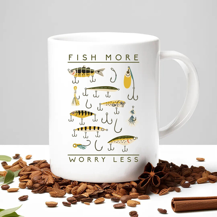 Fish more, worry less - hrnek s potiskem
