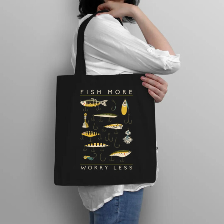 Fish more, worry less - taška s potiskem