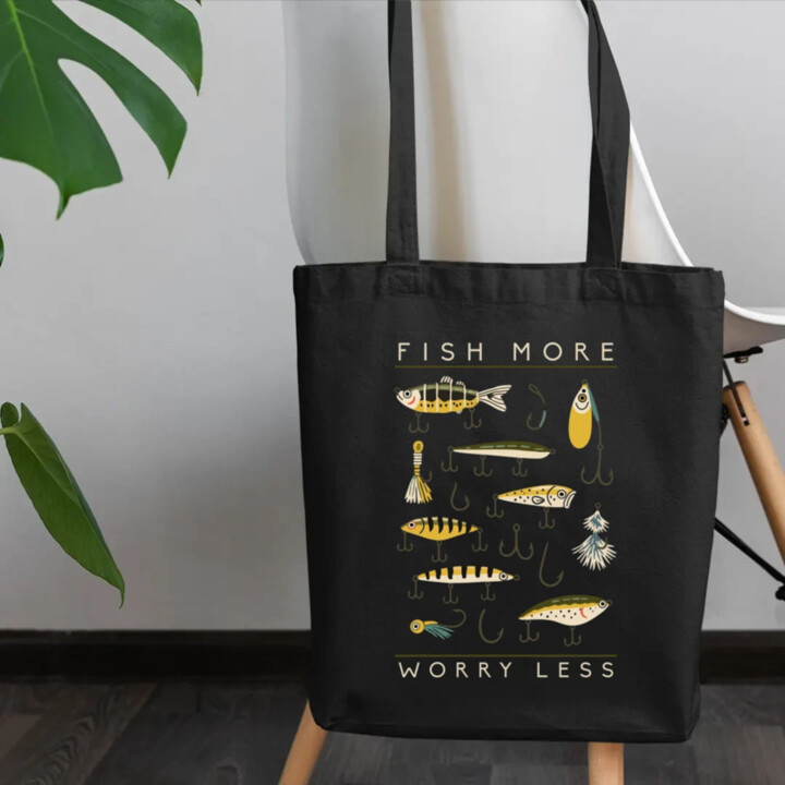 Fish more, worry less - taška s potiskem