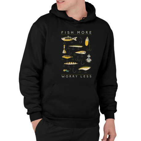 Fish more, worry less - pánská mikina s potiskem
