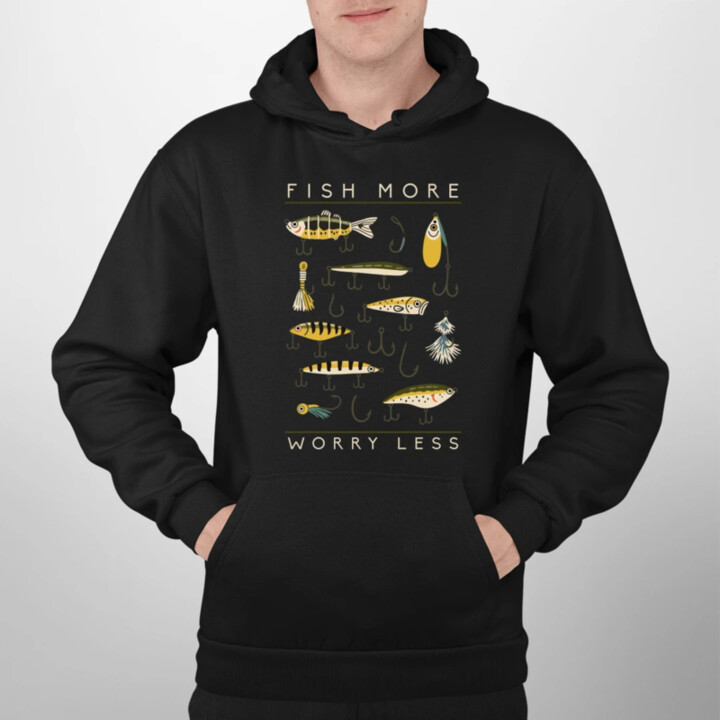 Fish more, worry less - pánská mikina s potiskem