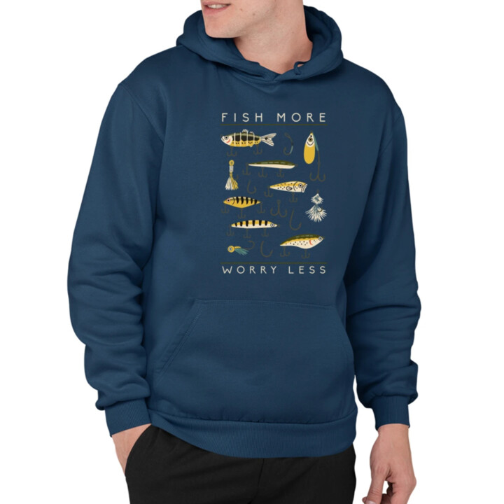 Fish more, worry less - pánská mikina s potiskem