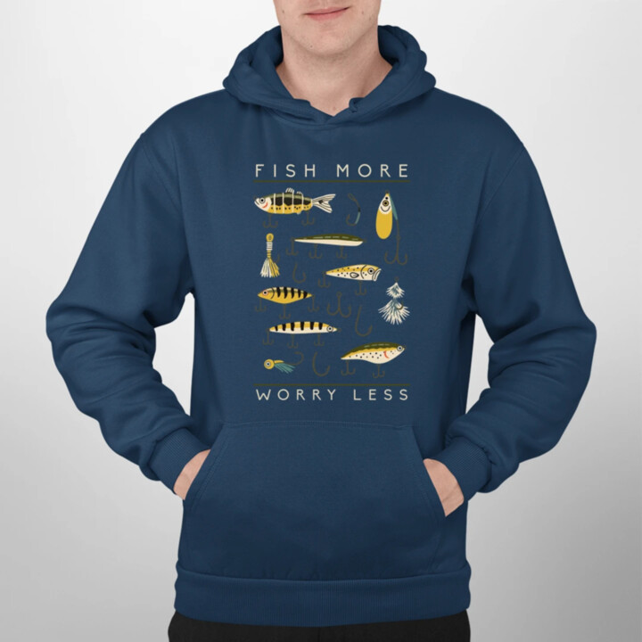 Fish more, worry less - pánská mikina s potiskem
