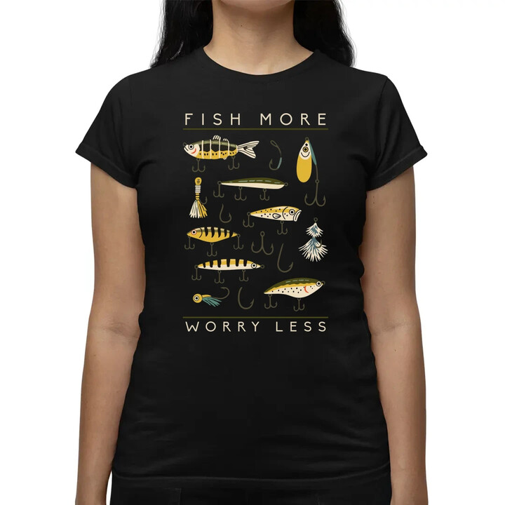 Fish more, worry less  - dámské tričko s potiskem