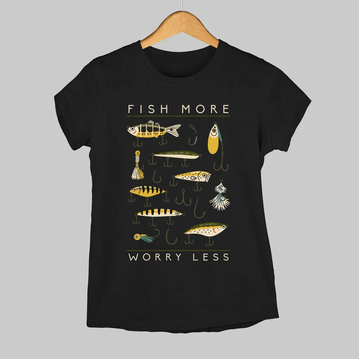 Fish more, worry less  - dámské tričko s potiskem
