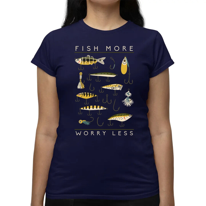 Fish more, worry less  - dámské tričko s potiskem