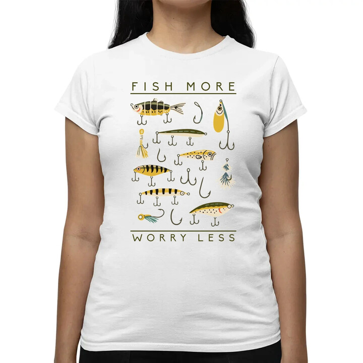 Fish more, worry less  - dámské tričko s potiskem