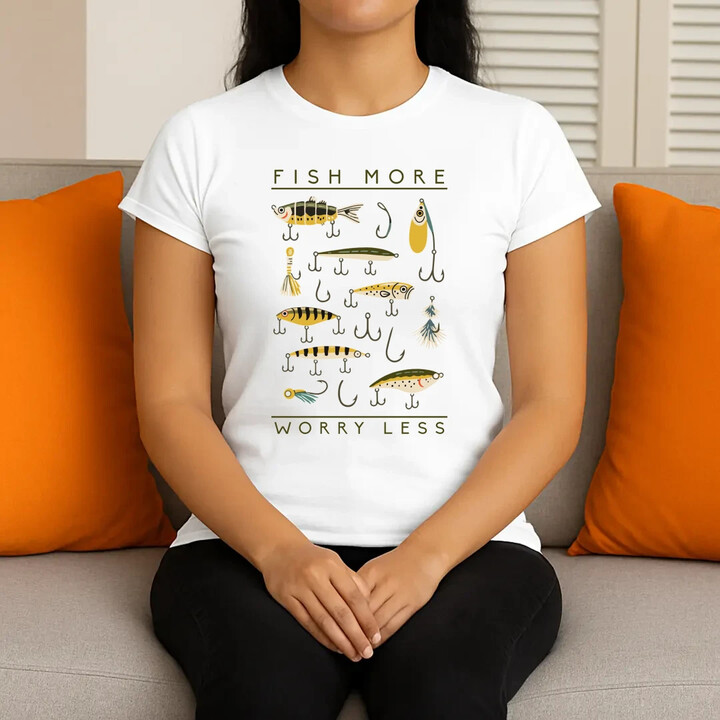 Fish more, worry less  - dámské tričko s potiskem