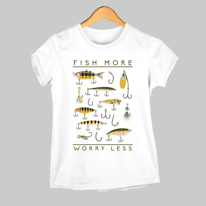 Fish more, worry less  - dámské tričko s potiskem