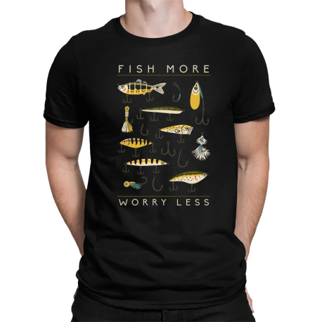 Fish more, worry less - pánské tričko s potiskem