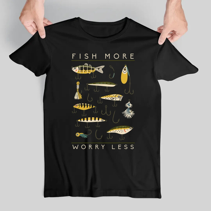 Fish more, worry less - pánské tričko s potiskem