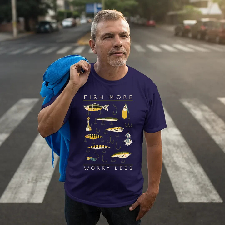 Fish more, worry less - pánské tričko s potiskem