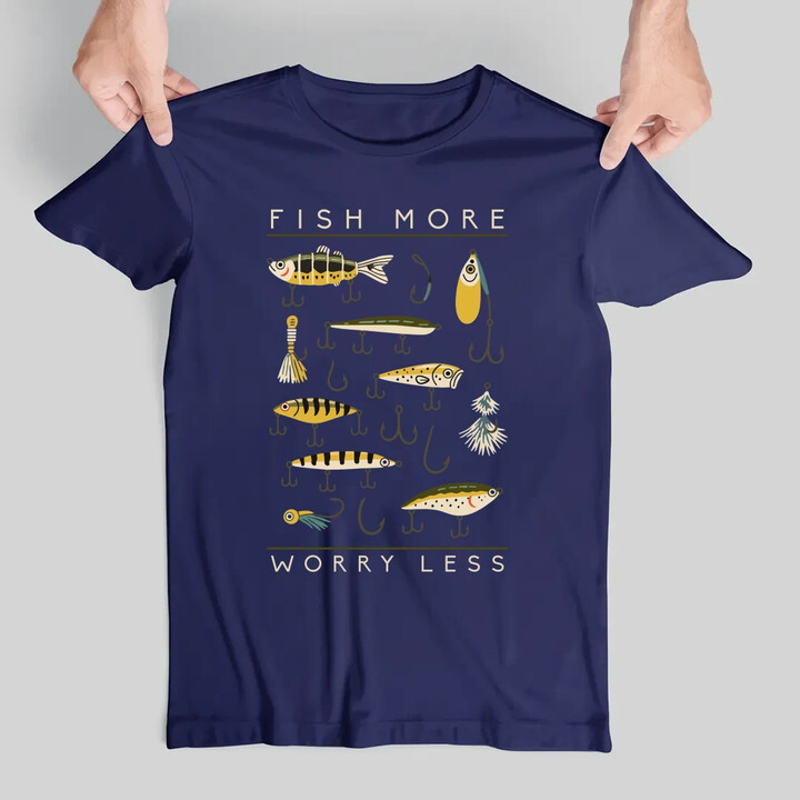 Fish more, worry less - pánské tričko s potiskem