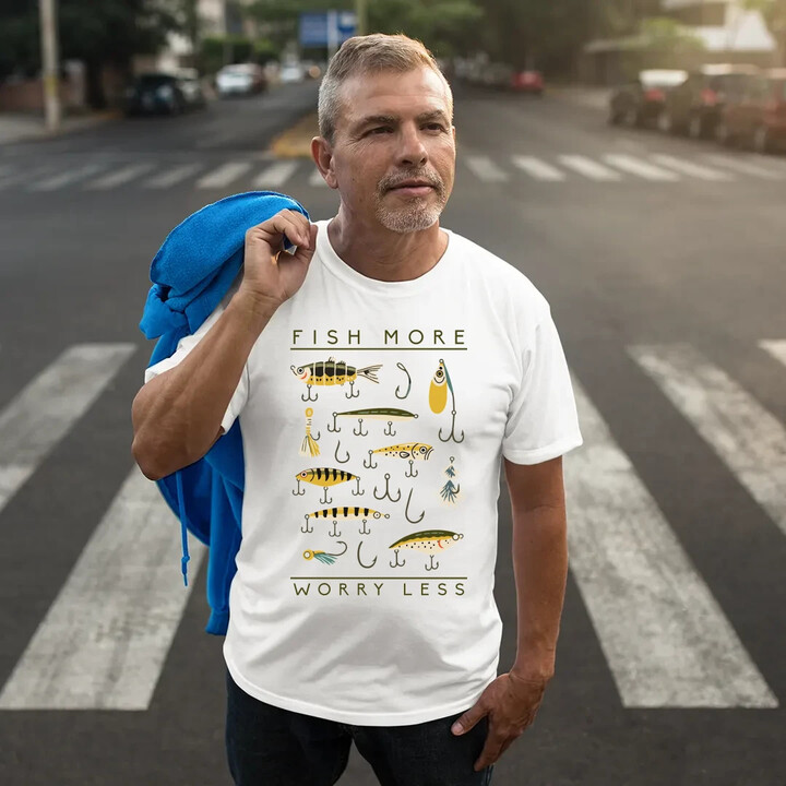 Fish more, worry less - pánské tričko s potiskem