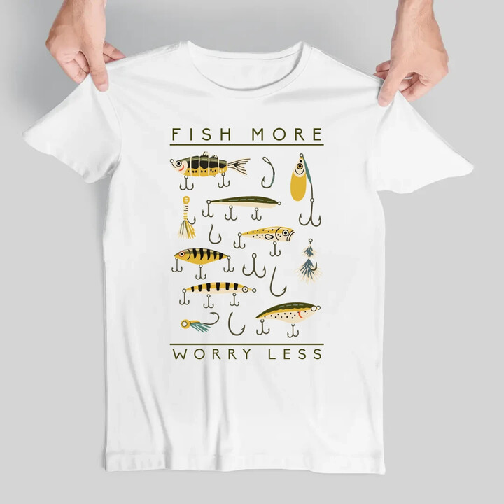 Fish more, worry less - pánské tričko s potiskem