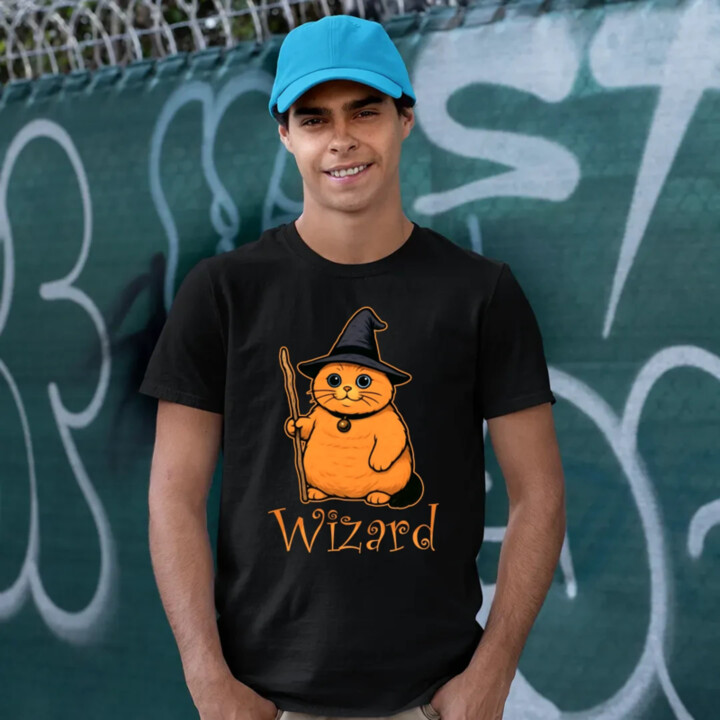 Wizard - kočičí čaroděj - pánské tričko s potiskem
