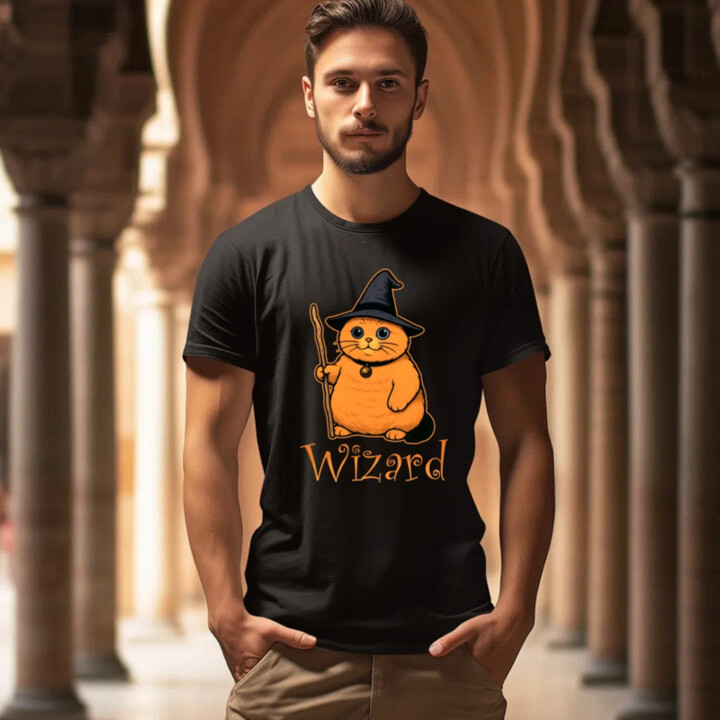Wizard - kočičí čaroděj - pánské tričko s potiskem