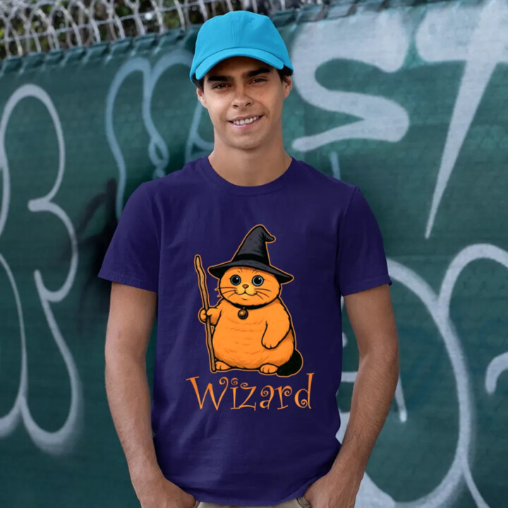 Wizard - kočičí čaroděj - pánské tričko s potiskem