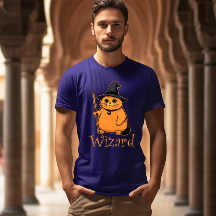 Wizard - kočičí čaroděj - pánské tričko s potiskem