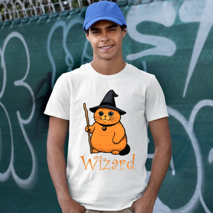 Wizard - kočičí čaroděj - pánské tričko s potiskem
