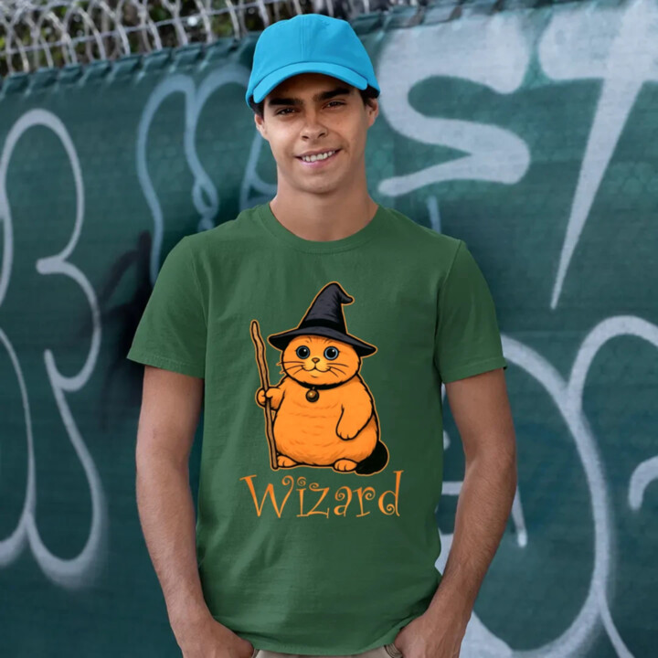 Wizard - kočičí čaroděj - pánské tričko s potiskem